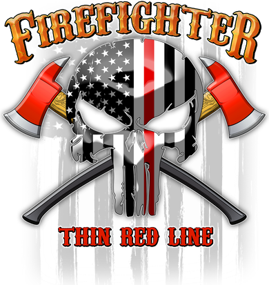 Firefighter Thin Red Line Flag Skull Doggie Tank